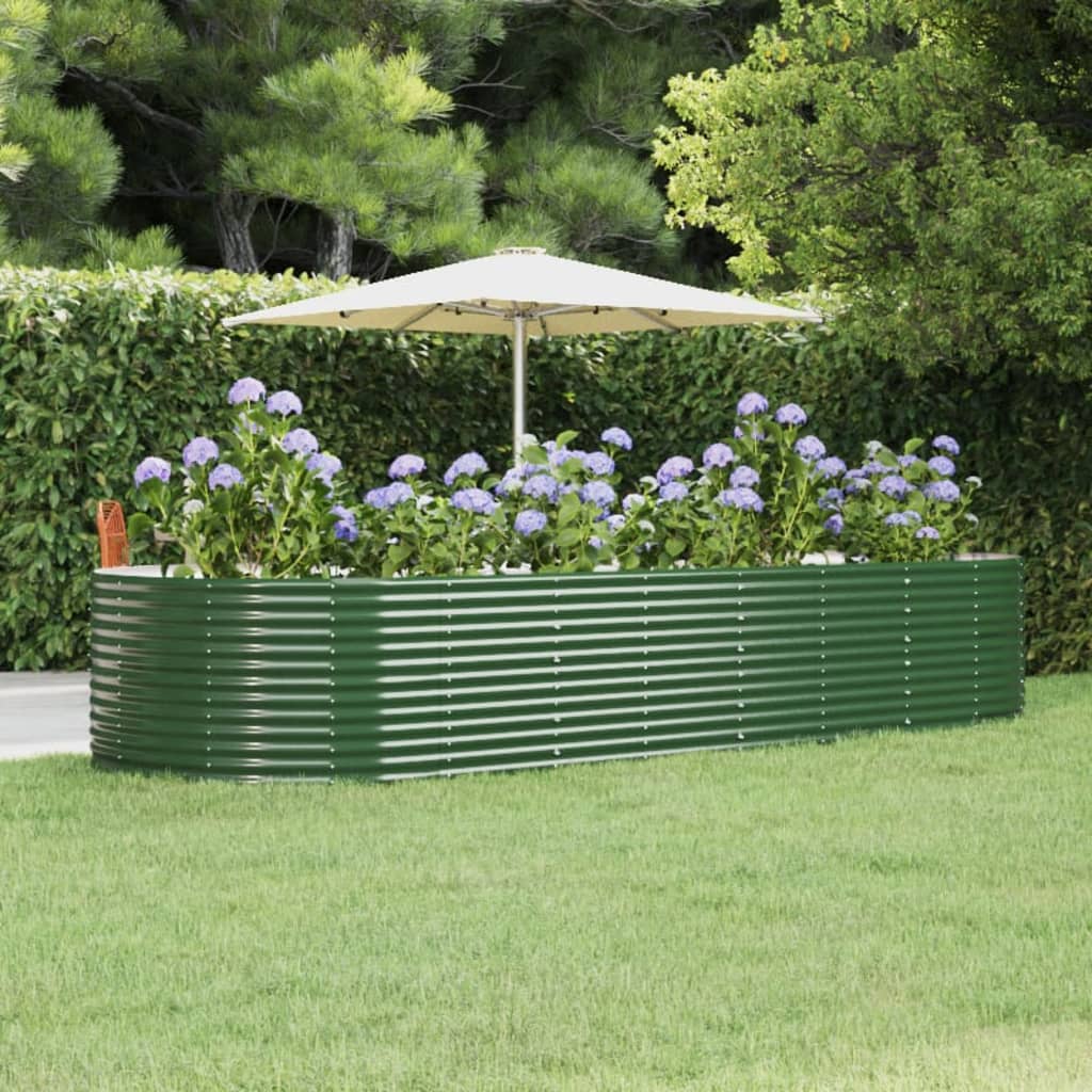 Garden Raised Bed Green 367x140x68 cm Galvanised Steel