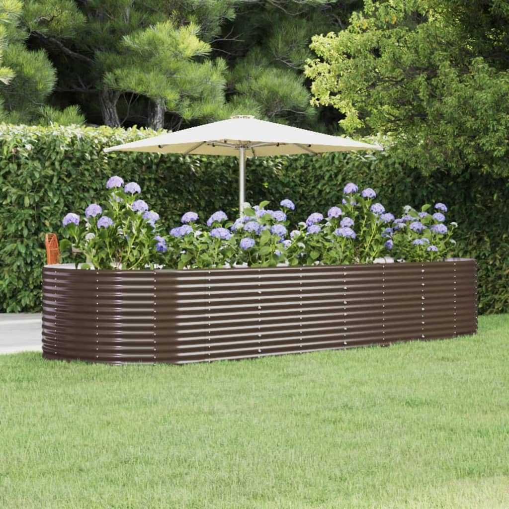 Garden Raised Bed Brown 367x140x68 cm Galvanised Steel