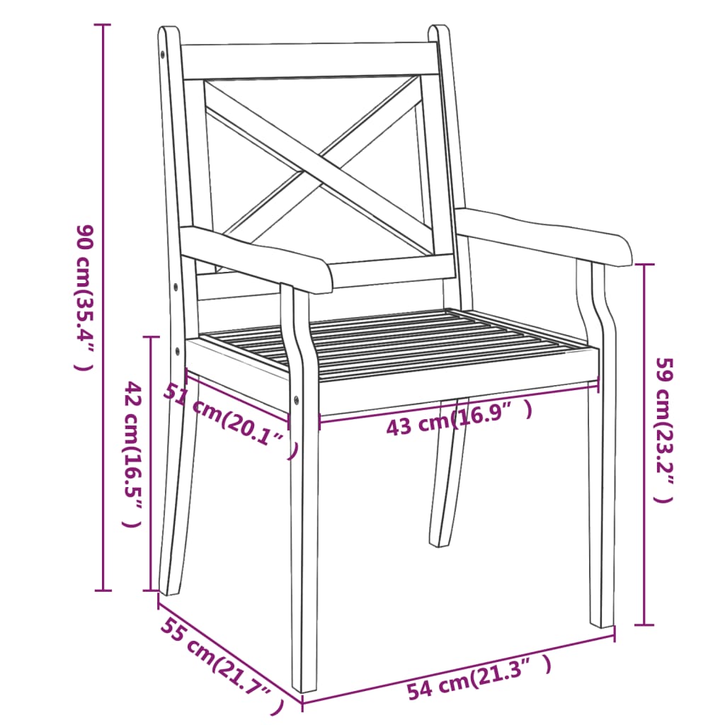 Outdoor Dining Chairs 4 pcs Solid Wood Acacia