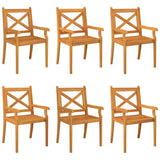 Outdoor Dining Chairs 6 pcs Solid Wood Acacia