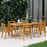 Outdoor Dining Chairs 6 pcs Solid Wood Acacia