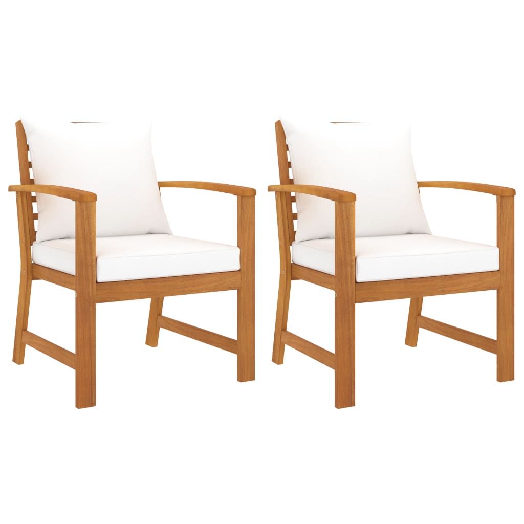 vidaXL Garden Chairs 2 pcs with Cream Cushions Solid Wood Acacia