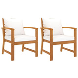 Garden Chairs 2 pcs with Cream Cushions Solid Wood Acacia