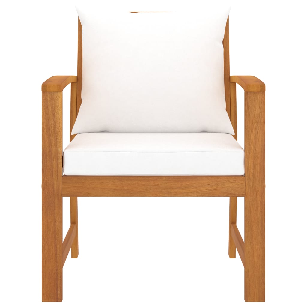 vidaXL Garden Chairs 2 pcs with Cream Cushions Solid Wood Acacia