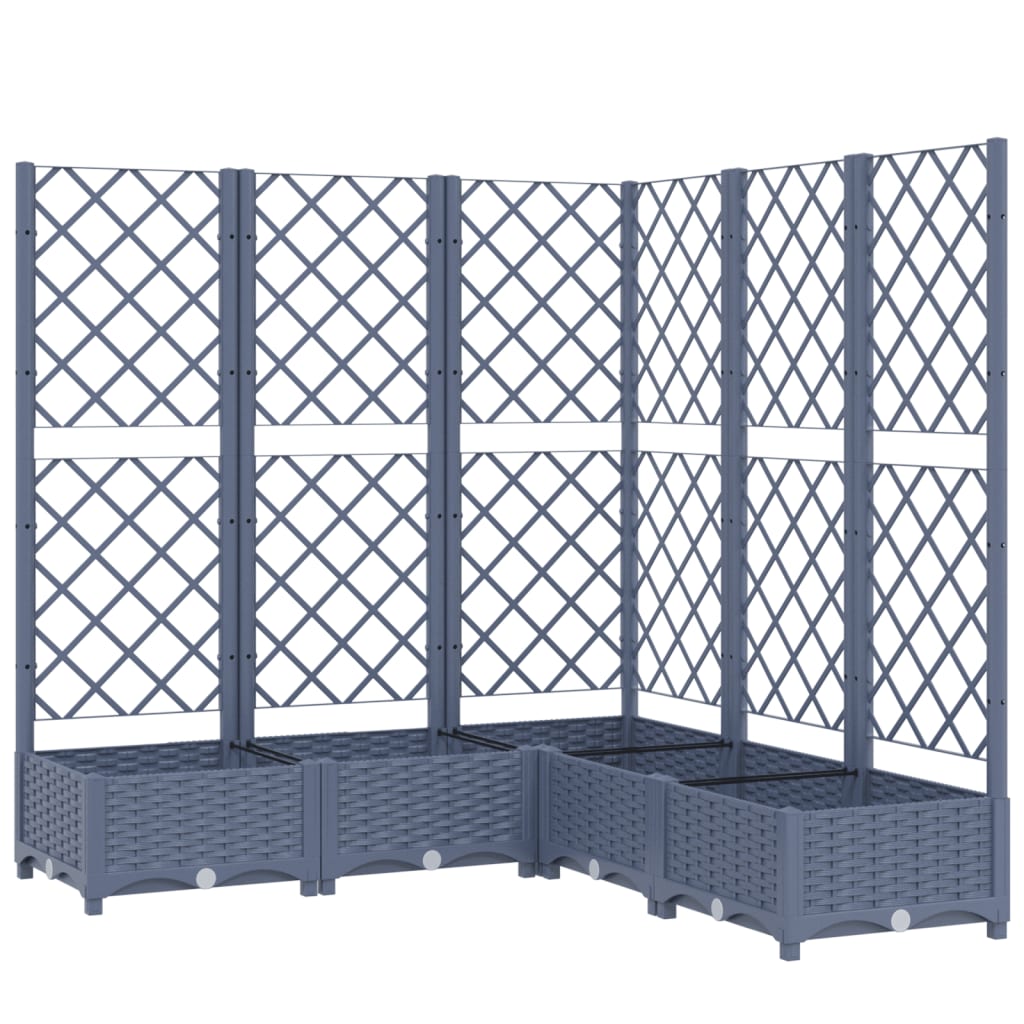 Garden Planter with Trellis Blue Grey 120x120x121.5 cm PP