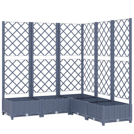 Garden Planter with Trellis Blue Grey 120x120x121.5 cm PP