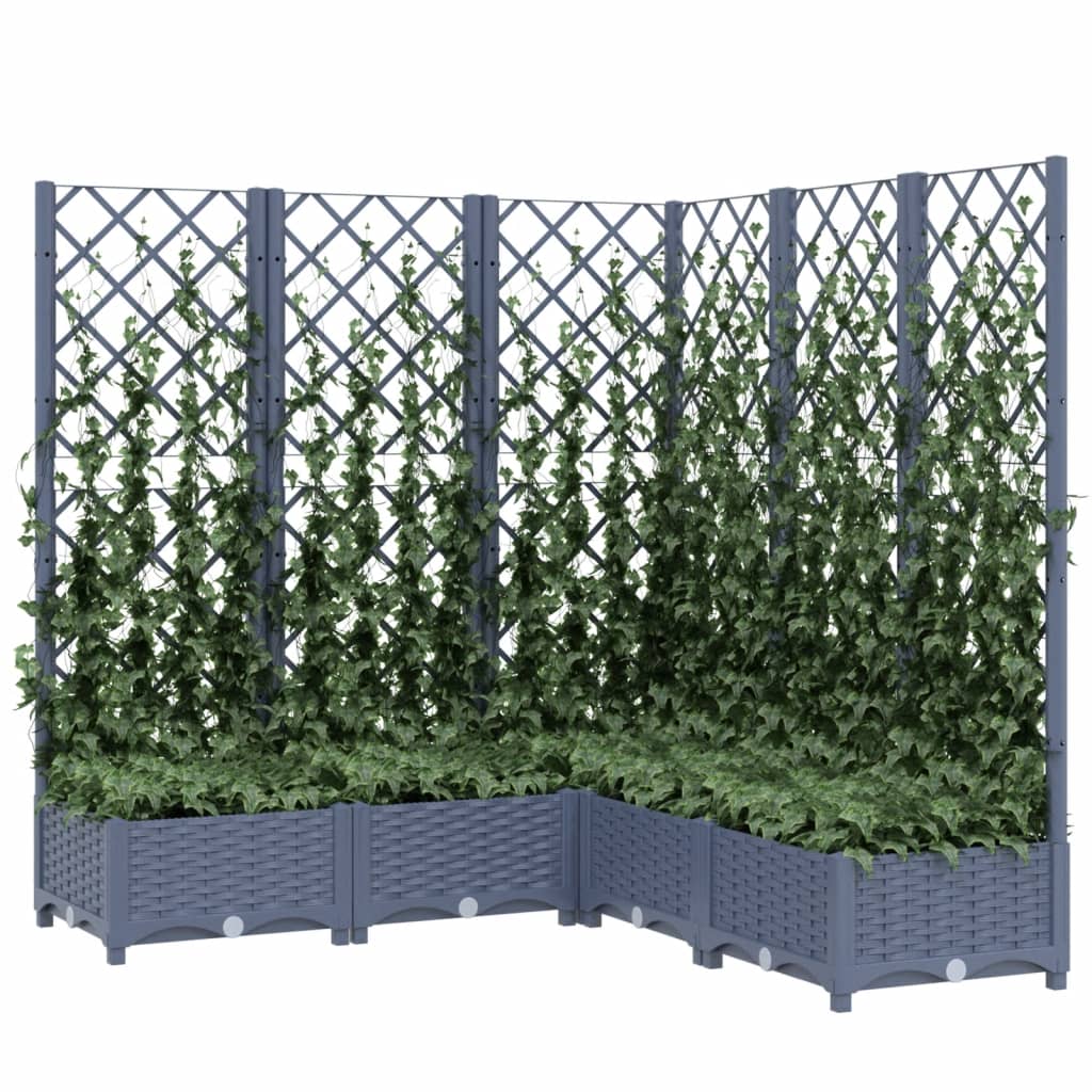 Garden Planter with Trellis Blue Grey 120x120x121.5 cm PP