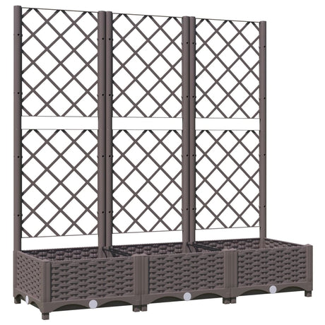 Garden Planter with Trellis Brown 120x40x121.5 cm PP