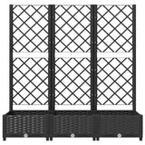 Garden Planter with Trellis Black 120x40x121.5 cm PP