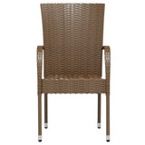 3 Piece Garden Dining Set Poly Rattan Brown