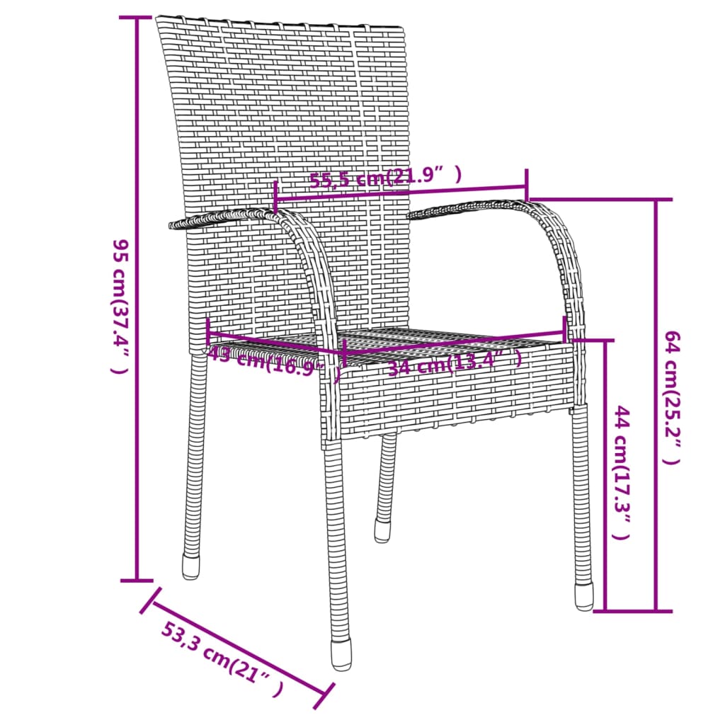 3 Piece Garden Dining Set Poly Rattan Grey