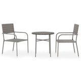 3 Piece Garden Dining Set Poly Rattan Grey