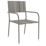 3 Piece Garden Dining Set Poly Rattan Grey