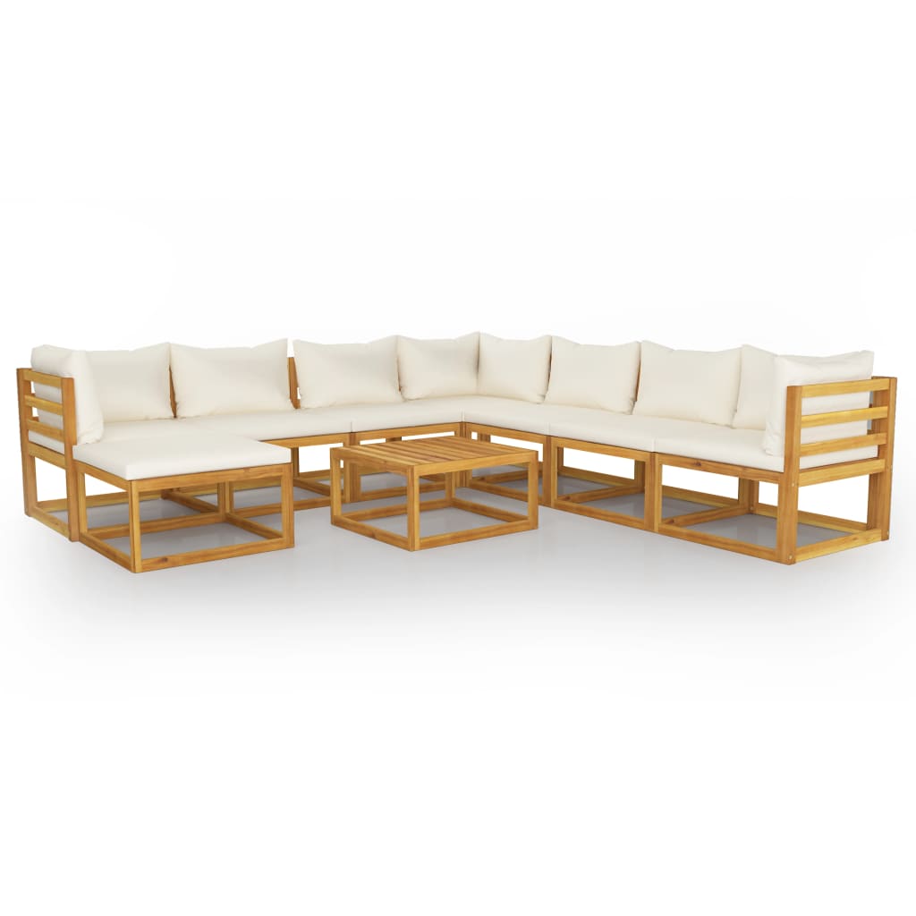 9 Piece Garden Lounge Set with Cushions Solid Wood Acacia