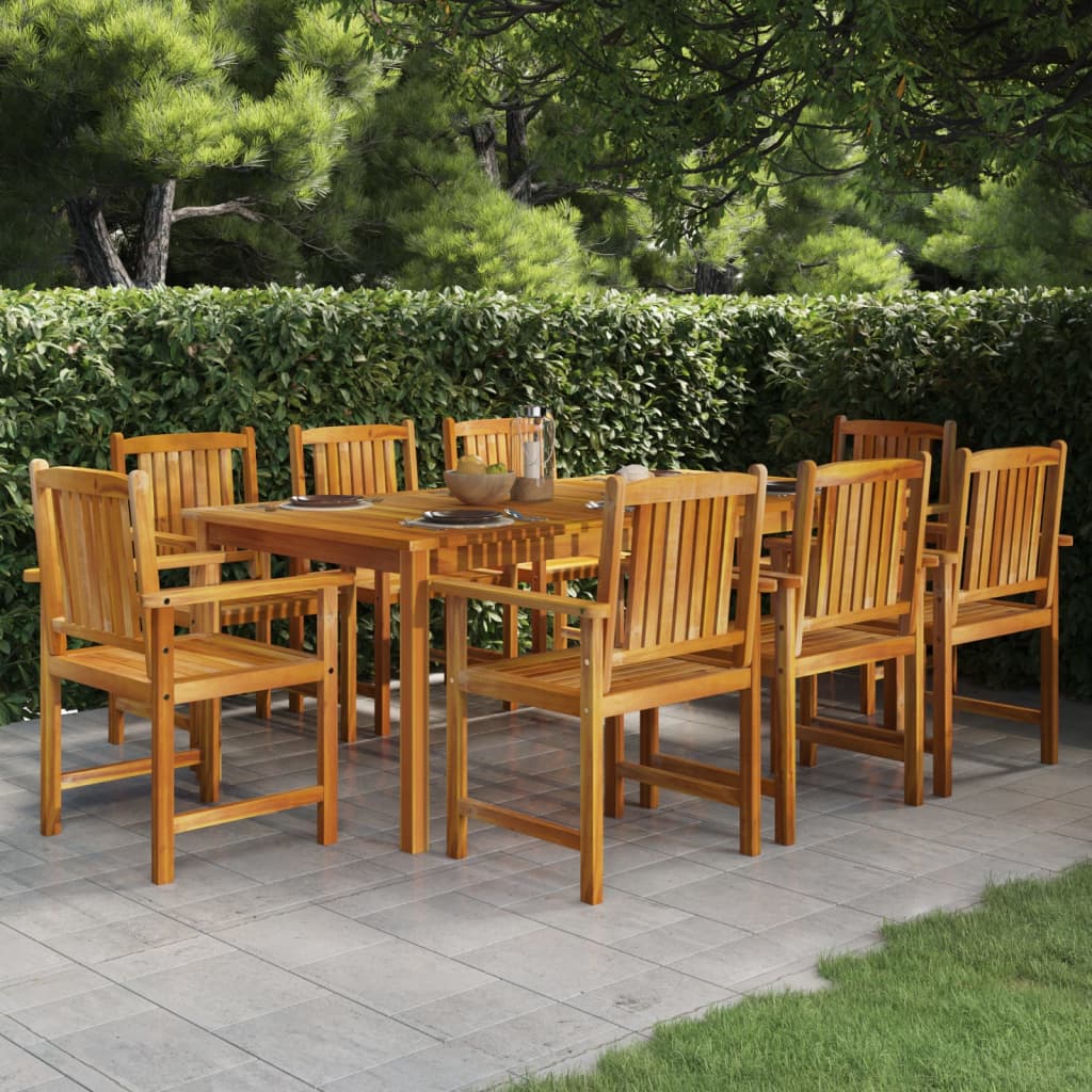 9 Piece Garden Dining Set Solid Wood Acacia