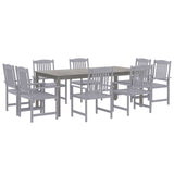 9 Piece Garden Dining Set Solid Wood Acacia Grey