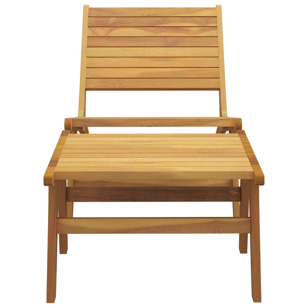 Garden Chair with Footrest Solid Wood Teak