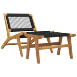 Garden Chair with Footrest Solid Wood Teak and Polyester