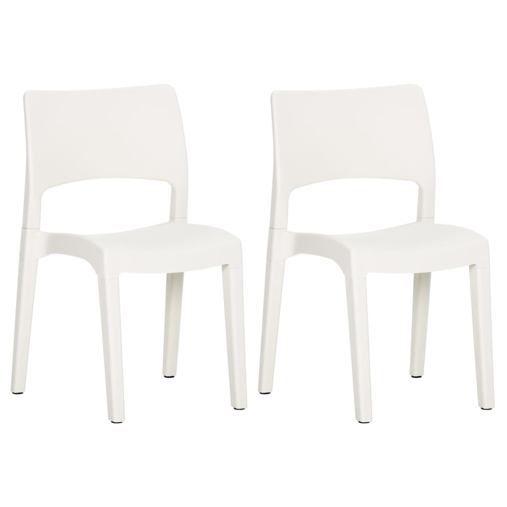 vidaXL Garden Chairs 2 pcs White Polypropylene