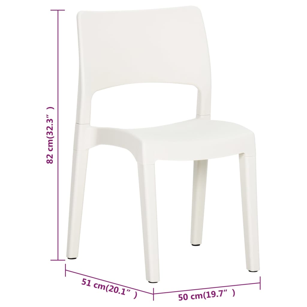 vidaXL Garden Chairs 2 pcs White Polypropylene