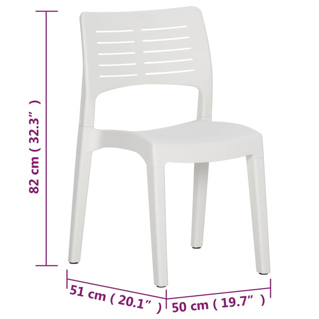 vidaXL Garden Chairs 2 pcs White Polypropylene