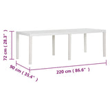 Garden Table 220x90x72 cm PP White