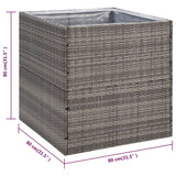 Garden Planter Grey 80x80x80 cm Poly Rattan