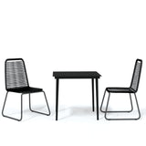 3 Piece Garden Dining Set Black