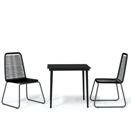 3 Piece Garden Dining Set Black