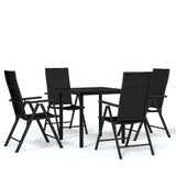 5 Piece Garden Dining Set Black