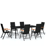 7 Piece Garden Dining Set Black