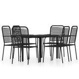 7 Piece Garden Dining Set Black