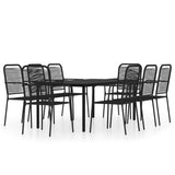 9 Piece Garden Dining Set Black