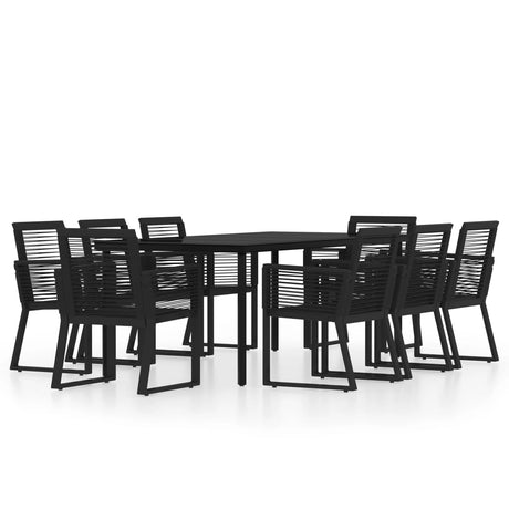 9 Piece Garden Dining Set Black