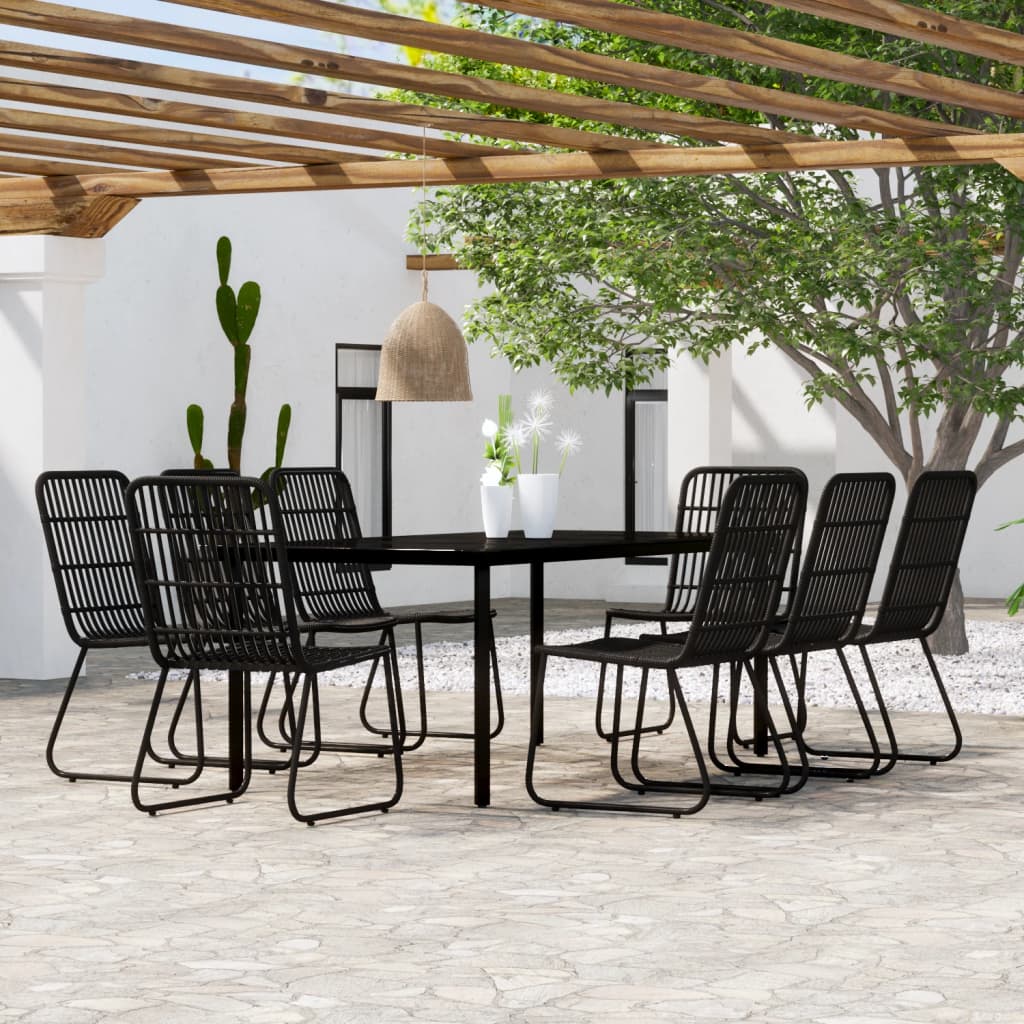 9 Piece Garden Dining Set Black