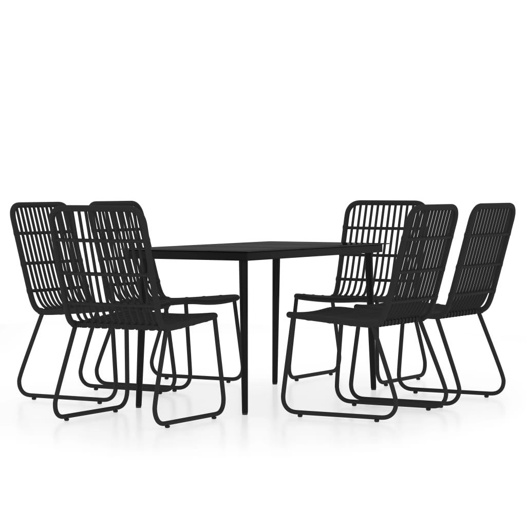 7 Piece Garden Dining Set Black