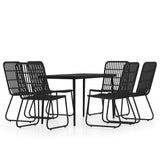7 Piece Garden Dining Set Black