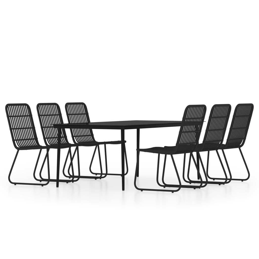 7 Piece Garden Dining Set Black