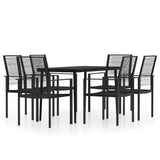 7 Piece Garden Dining Set Black