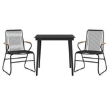 3 Piece Garden Dining Set Black PVC Rattan