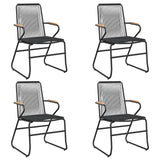 5 Piece Garden Dining Set Black PVC Rattan