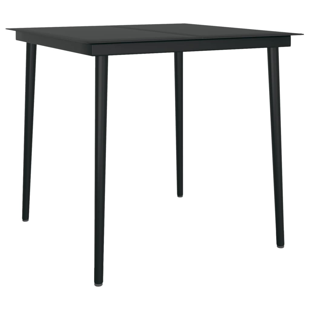 5 Piece Garden Dining Set Black PVC Rattan