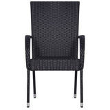 3 Piece Garden Dining Set Black