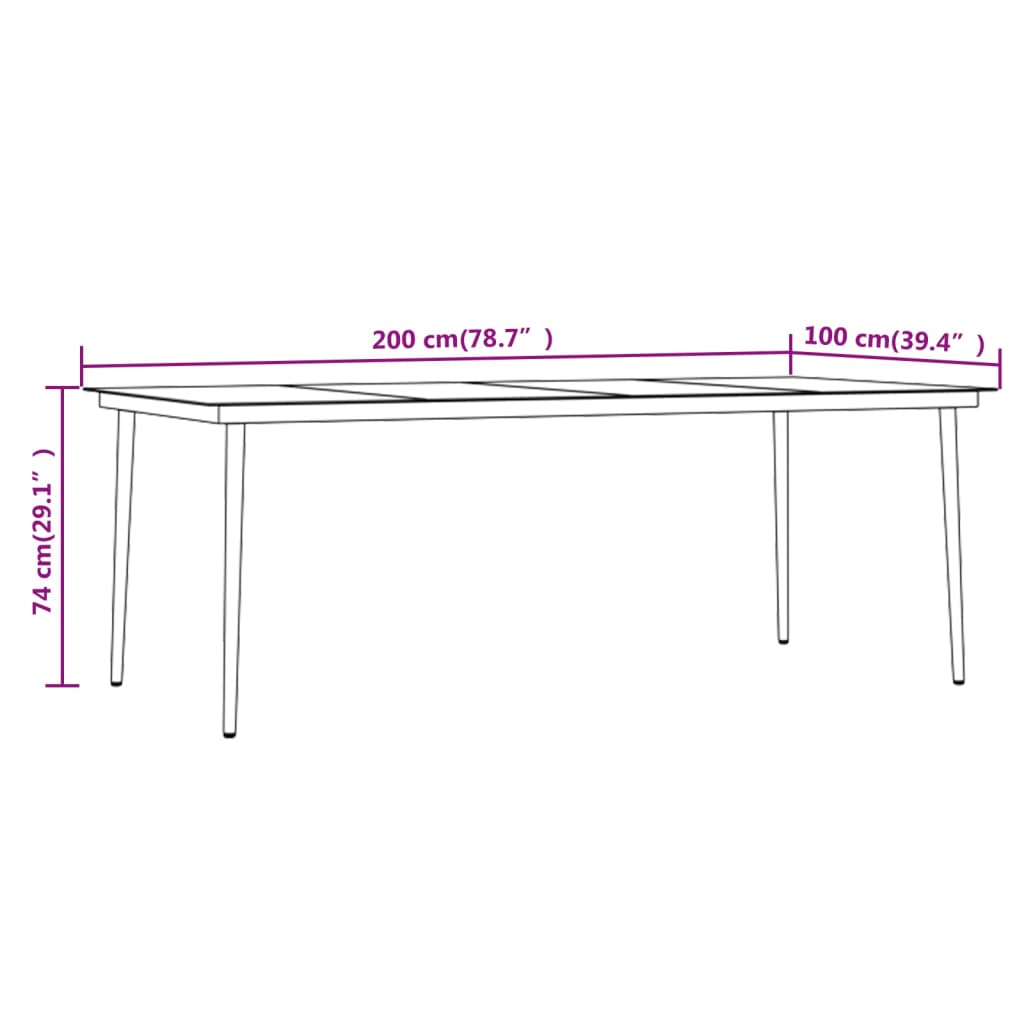 9 Piece Garden Dining Set Black