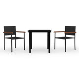 3 Piece Garden Dining Set Black