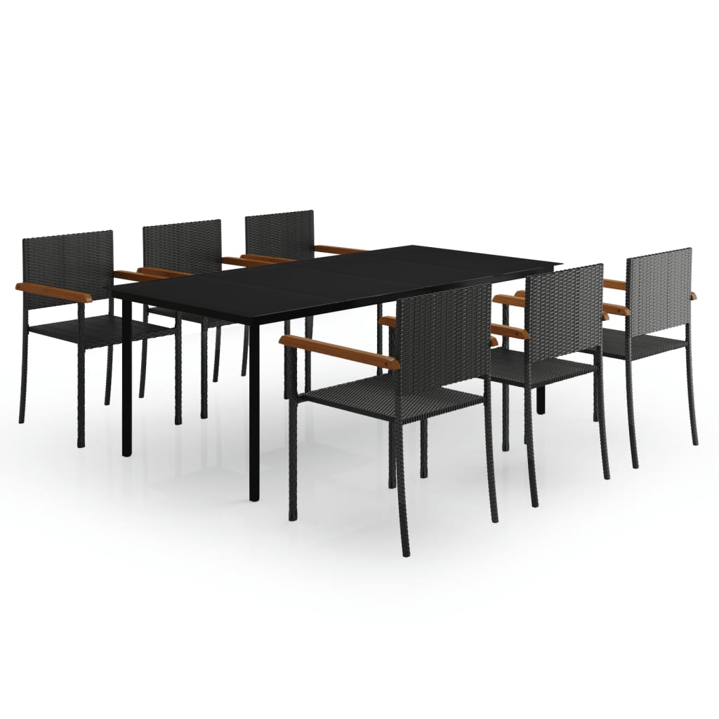 7 Piece Garden Dining Set Black