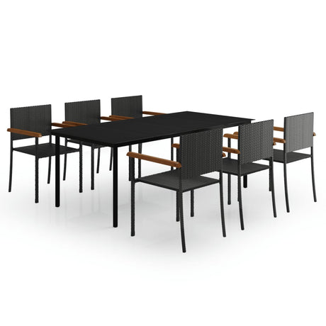 7 Piece Garden Dining Set Black