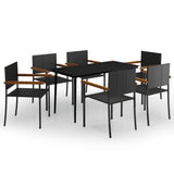 7 Piece Garden Dining Set Black