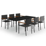 7 Piece Garden Dining Set Black