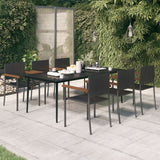 7 Piece Garden Dining Set Black